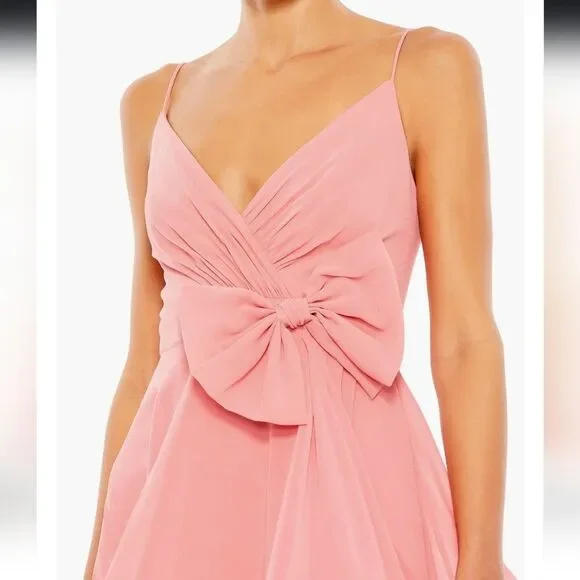 Mac Duggal Sleeveless V-Neck Bow Mini Dress Sz 0 NWOT Mini